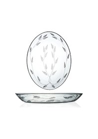 Resim Decocia 2 Adet 25cm Oval Cam Salata Sunum Tabağı Sürgün Desenli 
