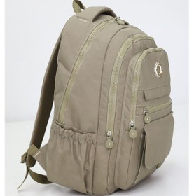 Resim Kapaklı Beş Gözlü Geniş Sırt Çantası Peluş Hediyeli, Konforlu Askılı, Günlük Kullanıma Uygun Açık Kahverengi 