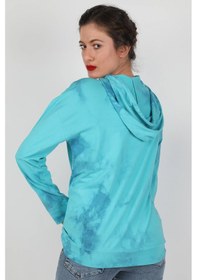 Resim Kadın Kapüşonlu Batik Sweatshirt Turkuaz 