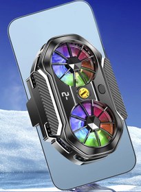Resim EXENAR Çift Fanlı Gaming Telefon Hava Soğutma Fanı Derece Göstergeli Radyatör Sessiz Fan Telefon Soğutucu 