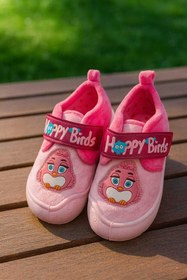 Resim gigigiyim Happy Birds Baskılı Kız Çocuk Panduf Pembe 