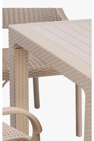 Resim Yonga Tekstil Rattan 90X150 Camsız Balkon Teras ve Bahçe Masası Dış Mekan 