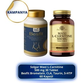 Resim Maxi L-carnitine 500 Mg 30 Tablet Ve Besfit Bromelain, Cla, Taurin, 5-htp 60 Kapsül 