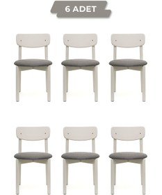 Resim Keynote Beyaz Ahşap 6'lı Mutfak Salon Yemek Odası Sandalyesi 