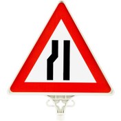 Resim Üstün Üçgen Uyarı Levhası Soldan Daralan Yol Tek Yön 