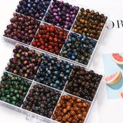 Resim 50 adet 8mm Düz Delikli Reçine Kedi Gözü Boncuklar - DIY Takı Yapımı, Bileklikler, Kolyeler & El Yapımı El Sanatları için Çok Renkli Mermer Etkili Yuvarlak Boncuklar, Parlak Boncuk Yüzeyi 