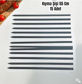 Resim Adana Kebap Kıyma Şişi 15 Adet 55 Cm Genişlik 2 Cm,2 Mm Kalınlık 