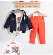 Resim Erkek Bebek Today Baskılı Yağmurluk 3'lü Takım Lacıvert Lacivert 