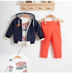 Resim Erkek Bebek Today Baskılı Yağmurluk 3'lü Takım Lacıvert Lacivert 