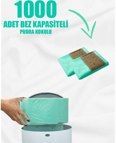 Resim Korbell 16 Lt Kirli Bebek Bezi Kovaları İle Uyumlu 1000 Adet Bebek Bezi Kapasiteli Pudra Kokulu Yerli Çöp Poşeti 