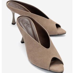 Resim Luvishoes Pelına Vizon Süet Kadın İnce Topuklu Terlik 