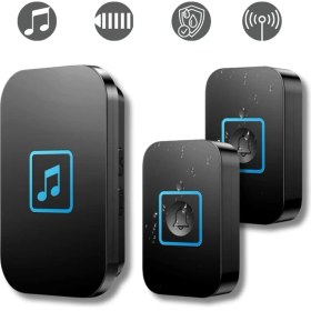 Resim Multizone Kablosuz LED Işıklı Akıllı Kapı Zili 2 Buton 1 Alıcı Pil Gerektirmez Su Geçirmez Uzun Menzil 