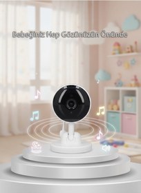 Resim Wearfitpro 720p Hd Akıllı Bebek Kamerası & Video Monitörü Gece Görüşlü, Ninni Özellikli, Çift Yönlü Ses 