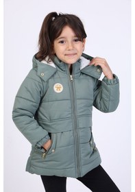 Resim Toontoy Kids Toontoy Kız Çocuk Su İtici Kapüşonlu Fermuarlı Cepli Mont - İçi Suni Kürklü Yeşil 