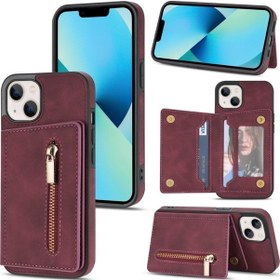 Resim İphone Uyumlu 13 Mini Fermuarlı Kart Tutucu Telefon Kılıfı 