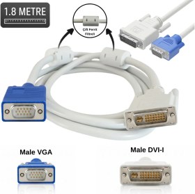 Resim Vorex 1.8 Mt. Dvı-I To VGA Kablosu (Ferrit Çekirdekli) Analog Görüntü Pc Monitör Tv Uyumlu 