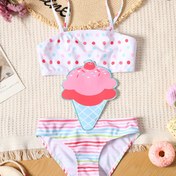 Resim Kızların Şık Rahat Spor Plaj Nakışlı Polka Dots Çizgili Tank Mayo 