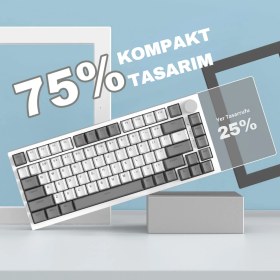 Resim Ajazz AK820 Kablolu Mekanik Oyun Klavyesi , Beyaz Işıklı, Beyaz-Gri, 82 Tuş, Hot Swap, Anti Ghosting 