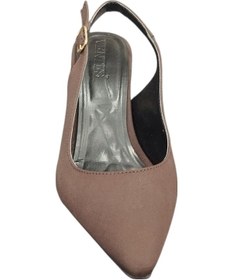 Resim Taşçı Ayakkabı Ventes 878139z Kadın 8cm Kadeh Boyu Sivri Burun Arkası Açık Saten Stiletto Ayakkabı Kahve 