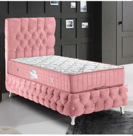 Resim Setaymobilya Baza, Cappy Lux Tek Kişilik Pembe Baza + Başlık + Deluxe Yatak 