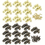 Resim 10 adet Antik Bronz Demir Kilitli Hasp Kanca Kilitleme Vidaları ile, 27x32mm (1.06in x 1.26in) - Takı Kutuları, Ahşap Kutular ve Mobilya Donanımı için Cilalı Metal Tokalar, Mobilya Tokaları | Antika Tarzı Kilitler | Dayanıklı Hasp Kilitlemeler 