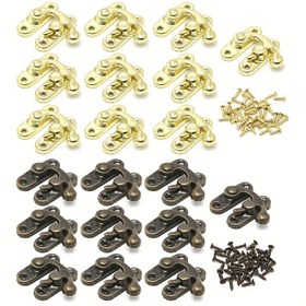 Resim 10 adet Antik Bronz Demir Kilitli Hasp Kanca Kilitleme Vidaları ile, 27x32mm (1.06in x 1.26in) - Takı Kutuları, Ahşap Kutular ve Mobilya Donanımı için Cilalı Metal Tokalar, Mobilya Tokaları | Antika Tarzı Kilitler | Dayanıklı Hasp Kilitlemeler 