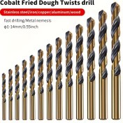 Resim 10 Adet Kobalt Yüksek Hızlı Çelik Büküm Uçları Seti, 1-10mm Boyutları, M43 Kobalt Karbür, Paslanmaz Çelik, Demir, Ahşap, Metal Nemesis için Hassasiyet, Düz Şaft Uçları 