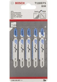 Resim Bosch T 118 EFS Basic For Inox Dekupaj Testeresi Bıçağı 5'Li - 2608636497 
