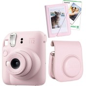 Resim Fujifilm Instax Mini 12 10 Filmli Mini Albüm ve Deri Kılıflı Pembe Fotoğraf Makinesi 
