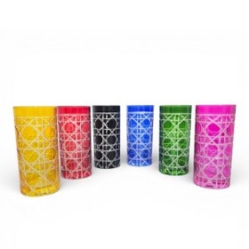 Resim Sudedi Home Renkli Kesme Cam Kahve Yanı Su Bardağı Seti 6 Adet Çok Renkli 