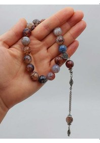 Resim Akik Taşı Faset Kesim 17lik Efe Tesbih 14mm 54372 Çok Renkli 