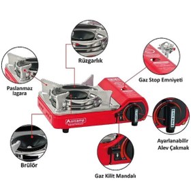 Resim Orcamp Portatif Mini Kamp Ocağı - Kırmızı 