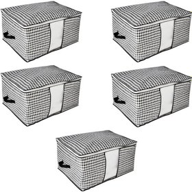 Resim AEE® 5 adet Mega Boy Pencereli Hurç Seti 64x46x34 Büyük Boy Yorgan Hurcu Battaniye Yastık Baza Altı Dolap Üstü Çeyiz Bohçası Düzenleyeci Organizer 