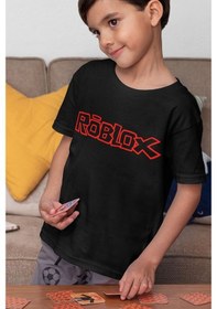 Resim Sevbano Unisex Roblox Baskılı Oyun Çocuk Tişört 1-12 Yaş Siyah 