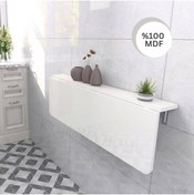 Resim Kydonia Home 60x90 Cm Oval Köşeli Duvara Monte Kırma Katlanır Raflı Mutfak Masası 