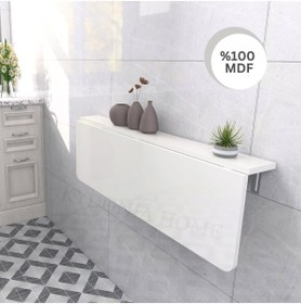 Resim Kydonia Home 60x90 Cm Oval Köşeli Duvara Monte Kırma Katlanır Raflı Mutfak Masası 