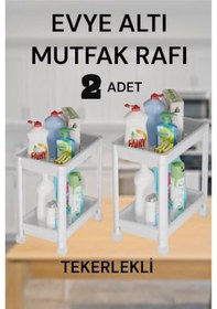Resim Maja 2 Adet Tekerlekli 2 Katlı Beyaz Düzenleyici Mutfak Rafı Bany Beyaz 