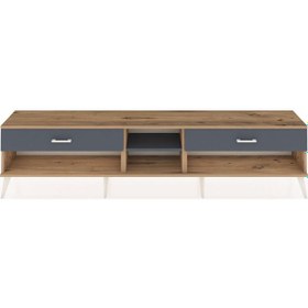 Resim Arges Tv Ünitesi Tek Raflı 2 Çekmeceli 220x30x51 Çam-antrasit Antrasıt/antrasıt - Atlas Çam 