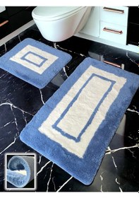 Resim Turka Mavi 2li Banyo Paspası 60x100 50x60 Cm Mavi 