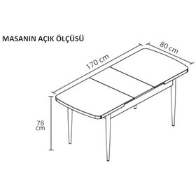 Resim Monera Ceviz 80 X 132 Açılabilen Sunta Masa Metal Ayaklı Mutfak Masası Takımı 4 Cappucino Sandalye Cappucino 