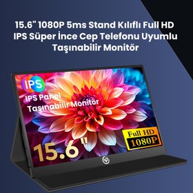 Resim NPO NPM6 15.6" FHD 5ms Type-C Telefon&Oyun Konsolu Uyumlu Metal Kasa Taşınabilir Monitör - 60Hz-Dokunmatik 