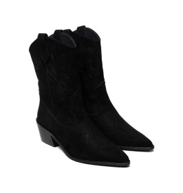 Resim Bestello Bağcıksız Neolit Taban Western Bot 281-202-w Kadın Bot Siyah Suet 