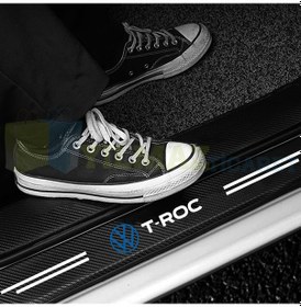 Resim Volkswagen T-Roc Karbon Kapı Eşiği Koruma Oto Sticker 4 Parça 