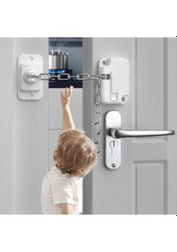 Resim Ayarlanabilir Uzunluklu Çocuk Güvenlik Zinciri Pencere ve Kapı Kilidi 