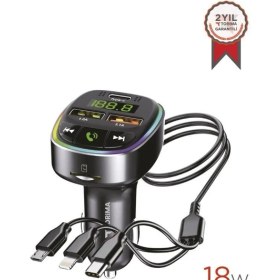 Resim Torima G15 Siyah Fm Transmitter Araç Şarj Cihazı (18W Hızlı Şarj - Usb/type-C/tf Kart Destekli) 