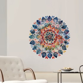 Resim Canlı Mandala Duvar Stickerı - Renkli Kendinden Yapışkanlı PVC Etiket, Yatak Odası & Oturma Odası için Çıkarılabilir Ev Dekoru, Kolay Uygulanabilir Etiket|Mandala Sanat Stickerı|Kendinden Yapışkanlı Dekor, Duvar Stickerları Ev Dekoru 