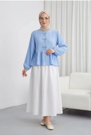 Resim HİJABAYA Beli Lastikli çift Cepli Poplin Kloş Etek 
