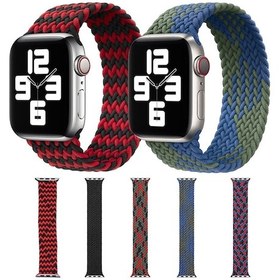 Resim Sones Karışık Renkli Naylon Örgülü Tek Döngü Saat Kordonu iOS Uyumlu Watch Serisi 9-8-7 41mm / Se 3-se 2-6-se-5-4 40mm / 3-2-1 38mm, Boyut:l 