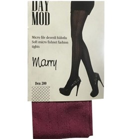 Resim Daymod Kadın Marry Micro File Desenli Külotlu Çorap Şarap 