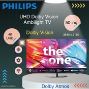 Resim Philips 50 inç 126 Ekran Uydu Alıcılı Smart 4K UHD Dolby Vision Dolby Atmos Titan OS Ambilight TV 